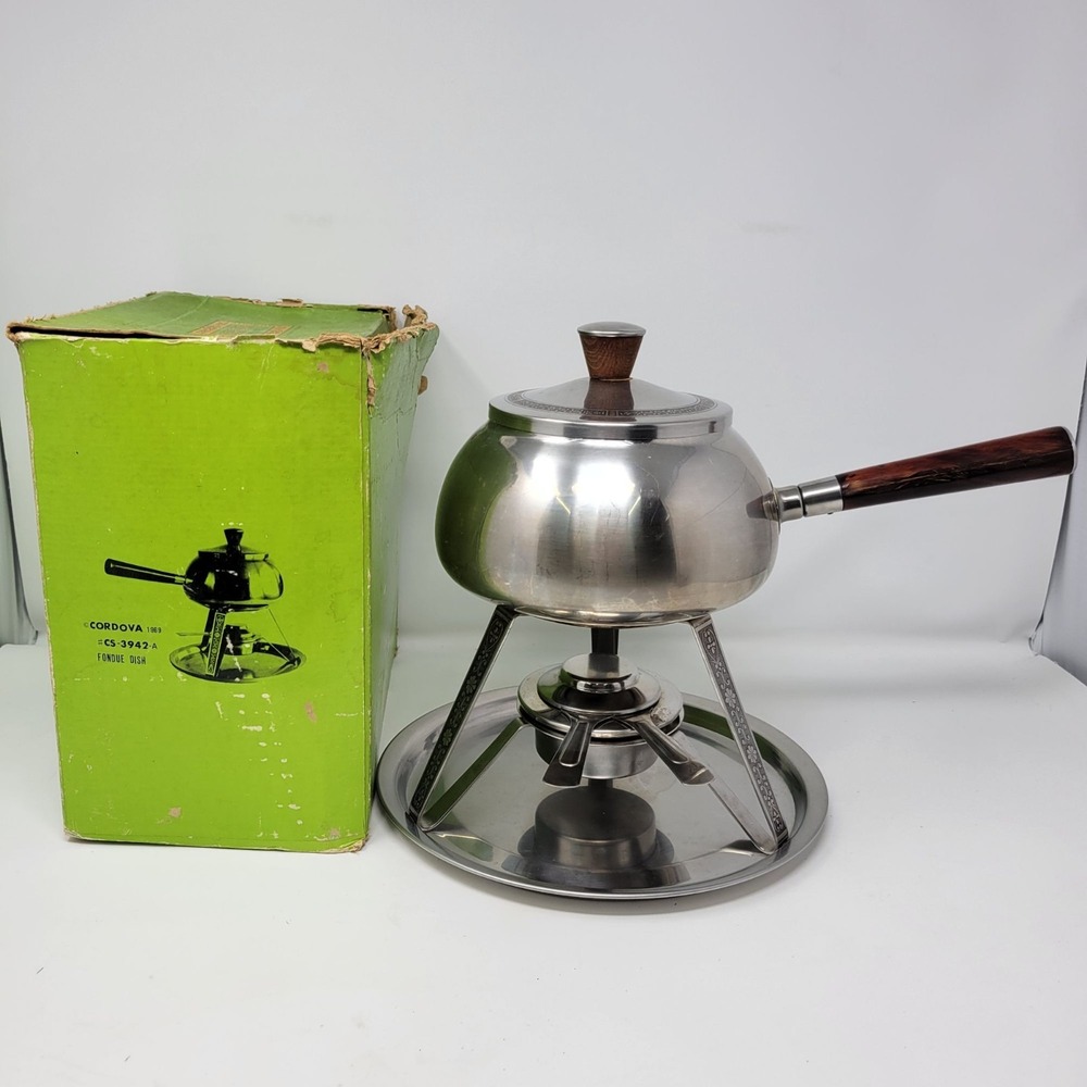Cordova Holloware 1969 Stainless Steel‎ Fondue Dish Set With Box No Forks